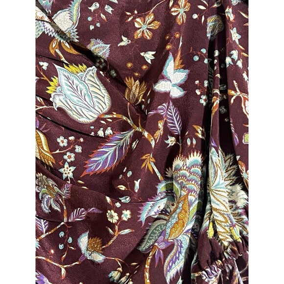 Ulla Johnson Elise Top Woman's 00 Heliotrope Silk Puff Sleeve Blouse Ruched - Picture 2 of 10